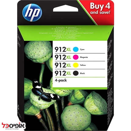 מארז 4 ראשי דיו 3YP34AE HP912XL מקורי